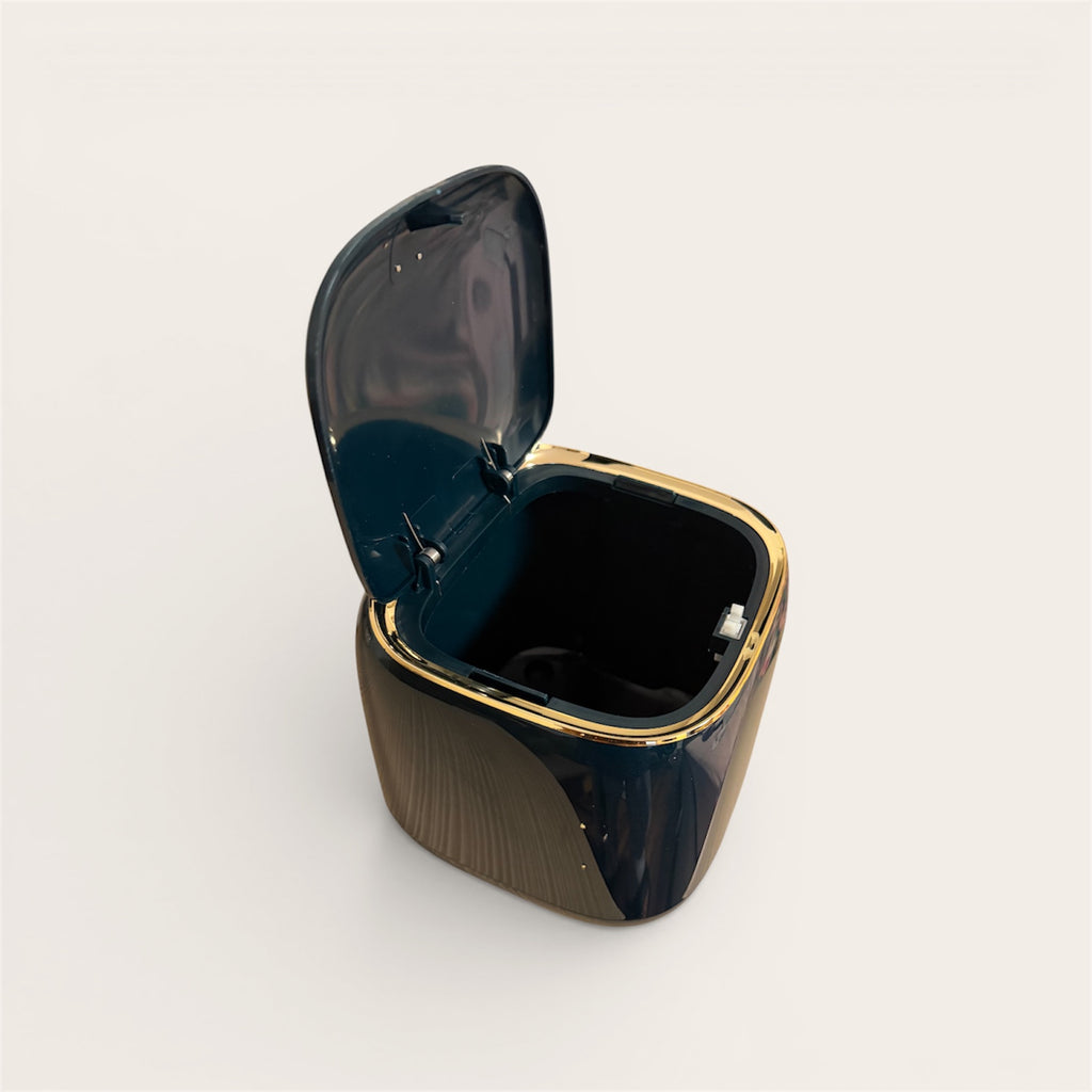 Mini Desktop Bin 2.2L Press Lid Dark Green | Office Makeup Waste Bin