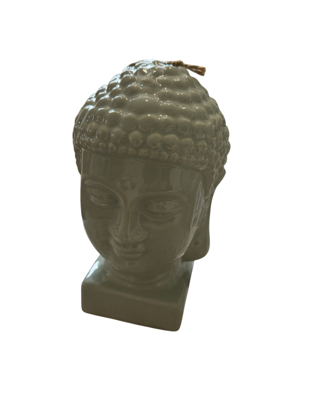 Handcrafted Vietnamese Ceramic Buddha Head Ornament – Sage Green Glazed Zen Sculpture – Meditation Home Décor Gift