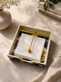 Handmade Wooden Napkin Holder with Gold-Tone Rod | Decorative Blue & Gold Table Accessory