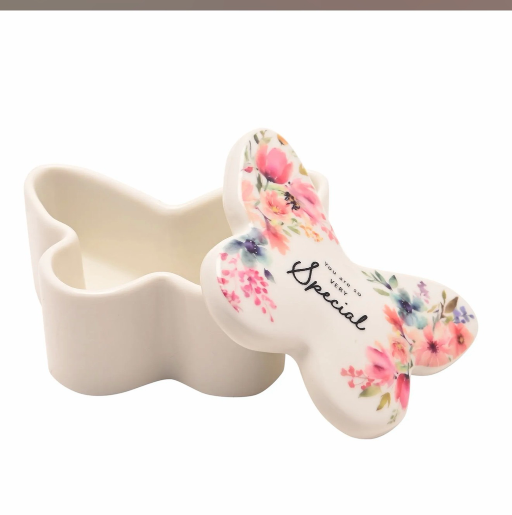 Butterfly Ceramic Trinket Box – Floral Jewellery Keepsake Gift – You Are So Very Special