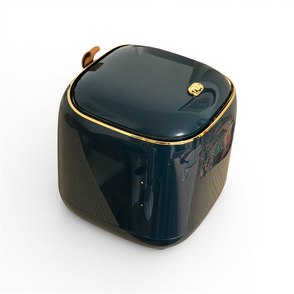 Mini Desktop Bin 2.2L Press Lid Dark Green | Office Makeup Waste Bin