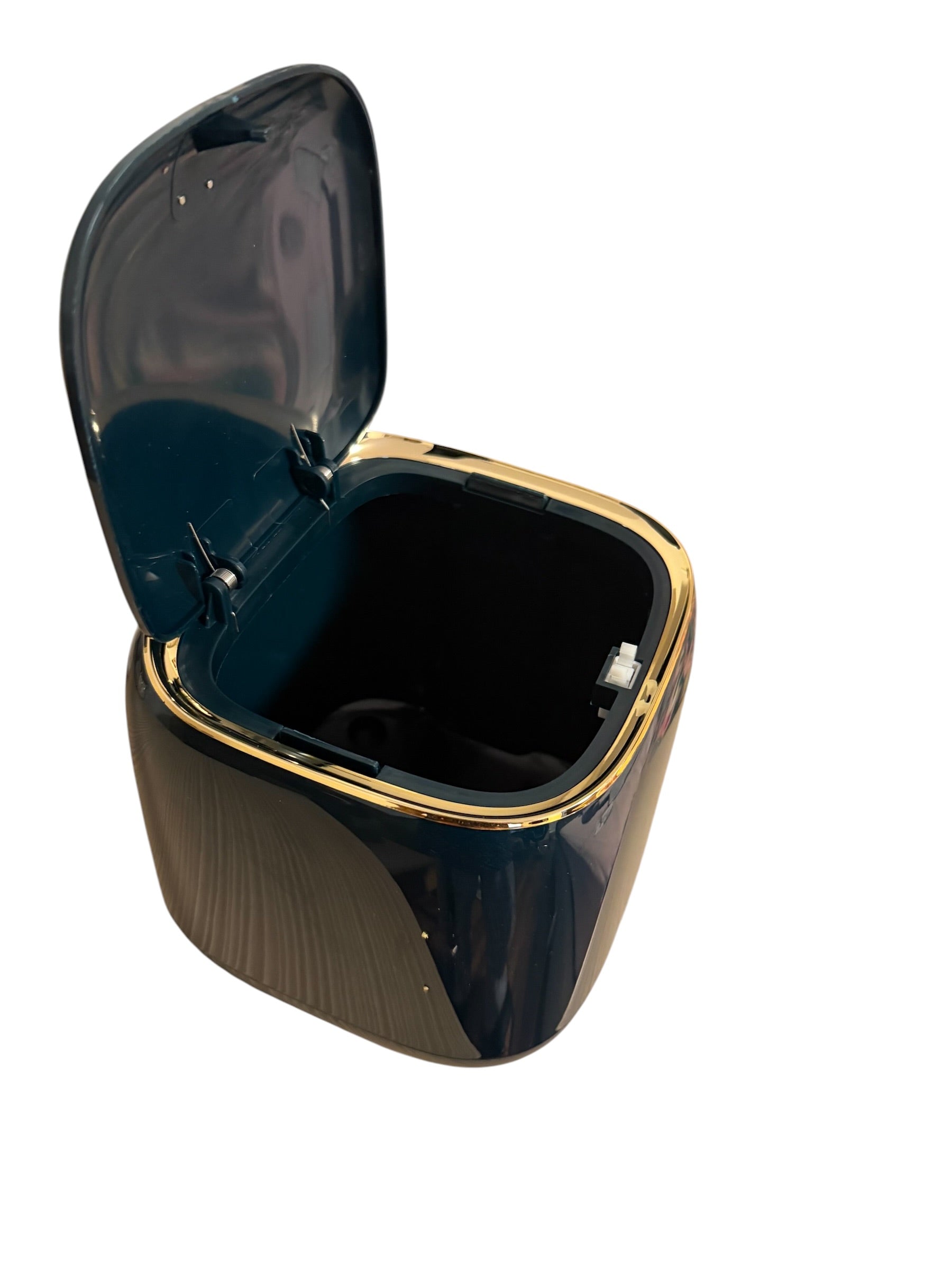 Mini Desktop Bin 2.2L Press Lid Dark Green | Office Makeup Waste Bin