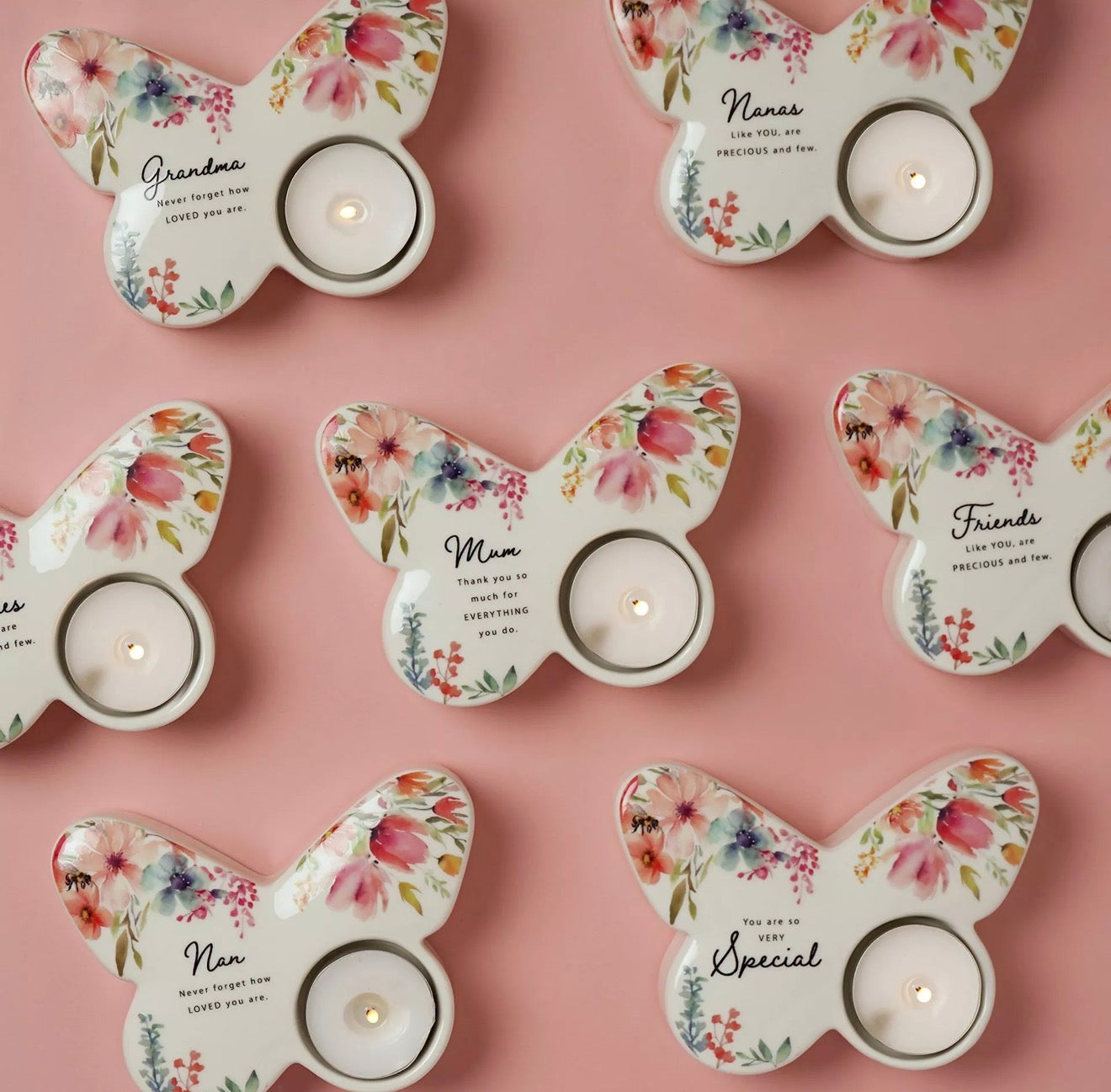 Cottage Garden Butterfly Tealight Holder – Friend Ceramic Candle Holder Gift for Best Friend