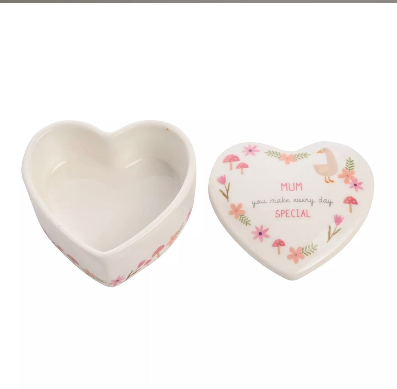 Love Life Ceramic Heart Trinket Box for Mum | Mother’s Day Jewellery Keepsake Gift
