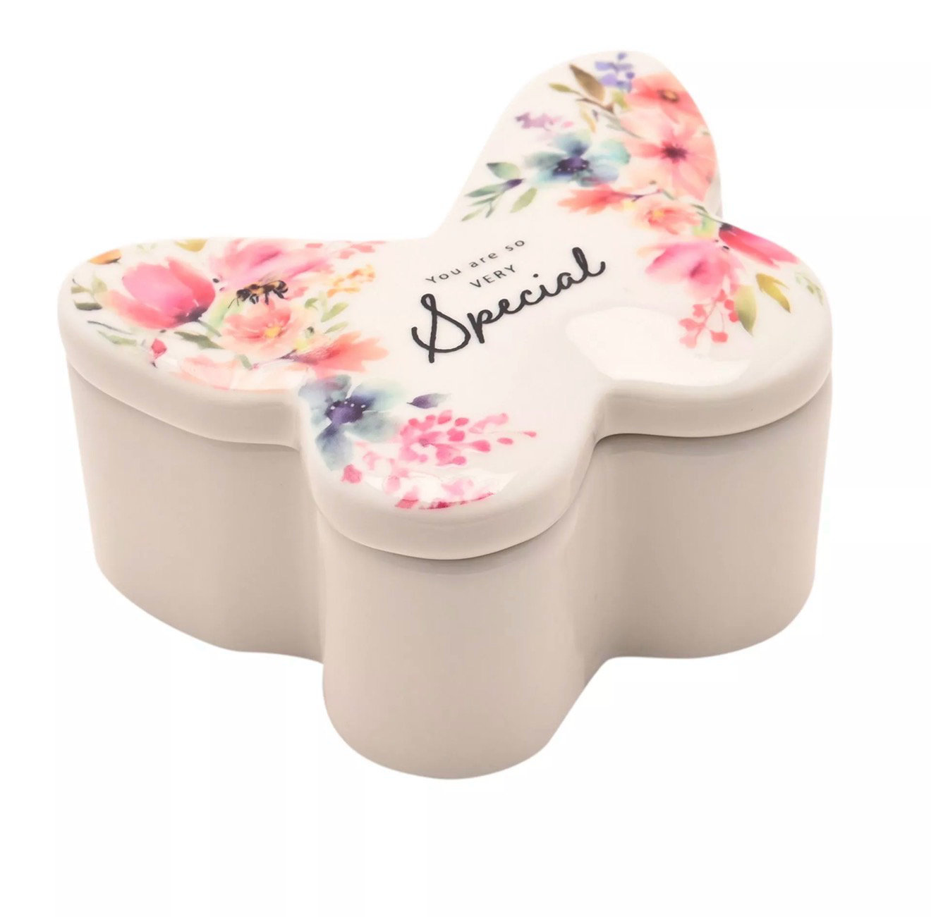 Butterfly Ceramic Trinket Box – Floral Jewellery Keepsake Gift – You Are So Very Special