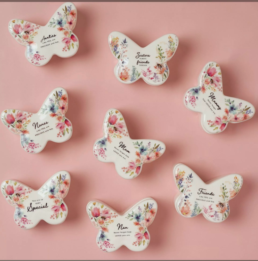 Butterfly Ceramic Trinket Box – Floral Jewellery Keepsake Gift – You Are So Very Special