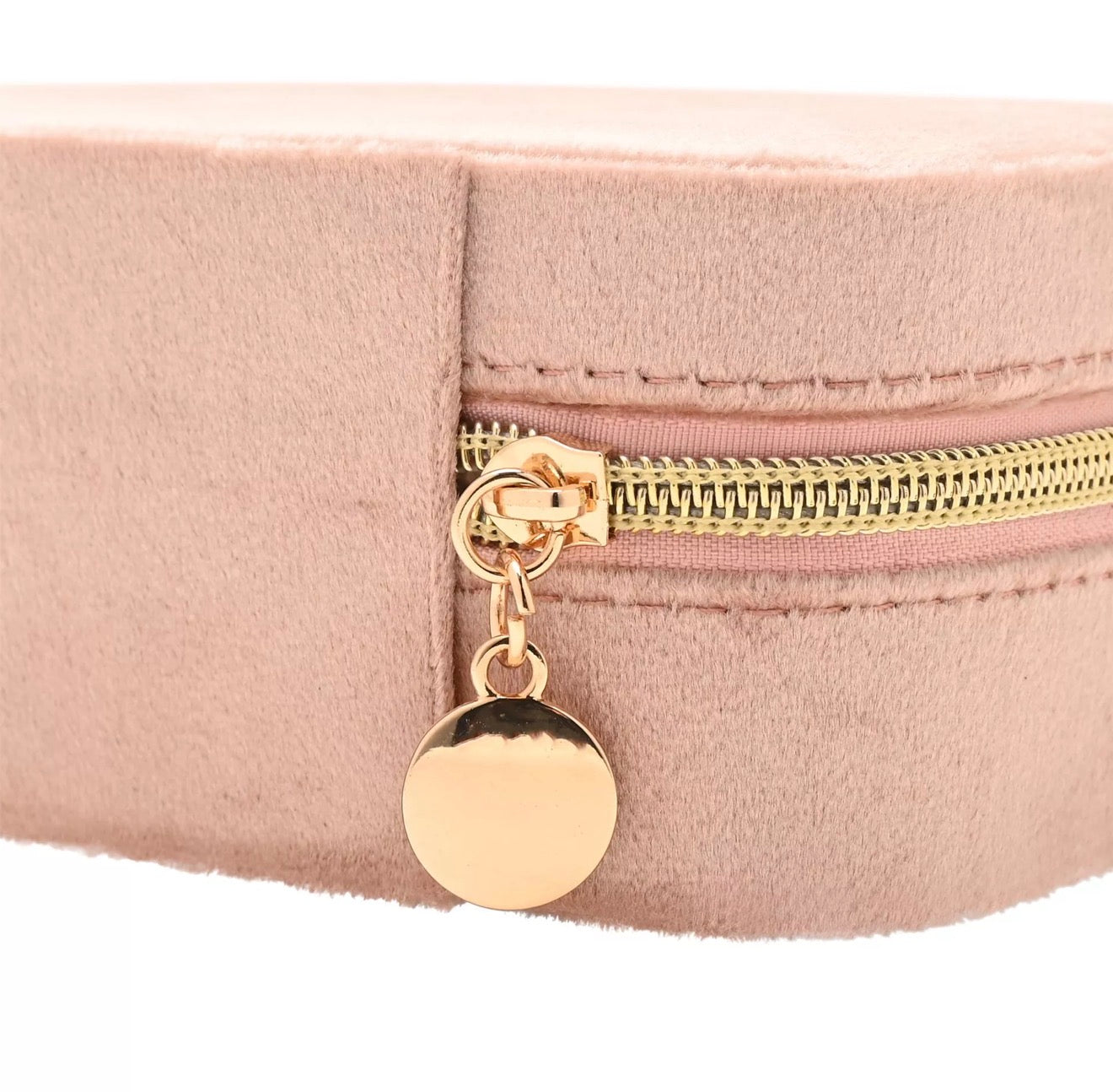 Sophia Classic Velvet Jewellery Box Blush Pink Travel Jewellery Organiser Gift for Her