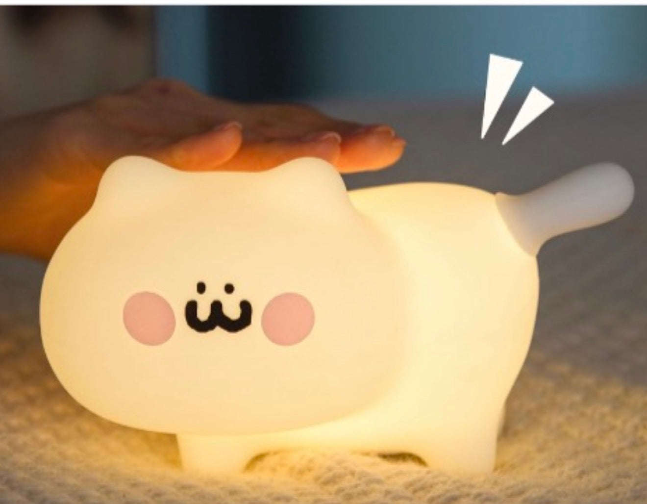 Wetry USB Rechargeable Silicone Cat Night Light – Soft Touch LED Bedside Lamp for Kids, Babies & Nursery