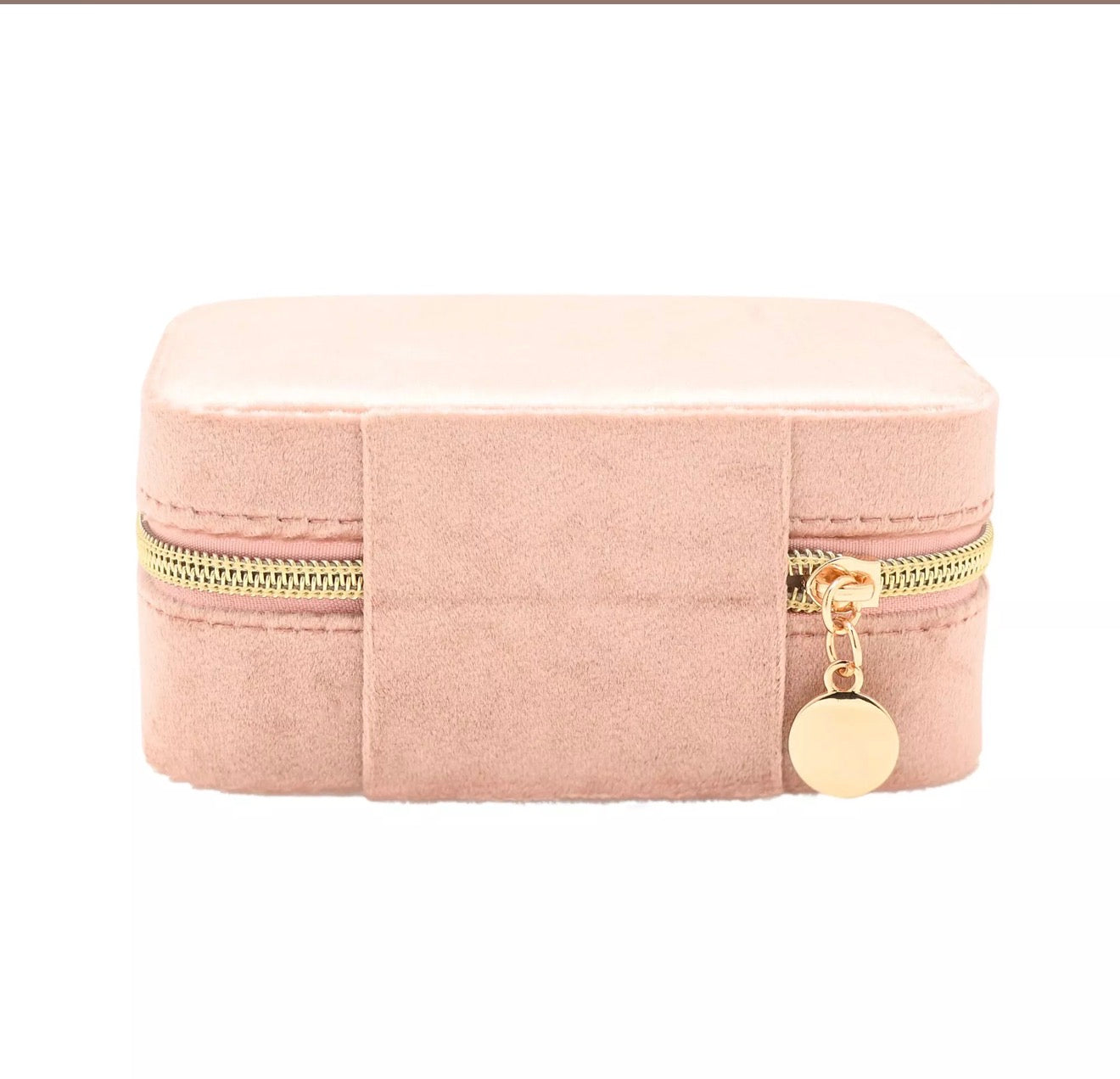 Sophia Classic Velvet Jewellery Box Blush Pink Travel Jewellery Organiser Gift for Her