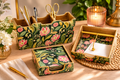 Luxury Floral Desk Gift Set – Desk Organiser, Tissue & Note Holder and Coaster Set | Premium Gift Boxed Collection
