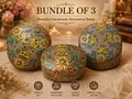 Bundle of 3 Handmade Kashmiri Papier Mâché Trinket Boxes Decorative Gift Boxes Floral