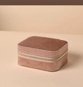 Sophia Classic Velvet Jewellery Box Blush Pink Travel Jewellery Organiser Gift for Her