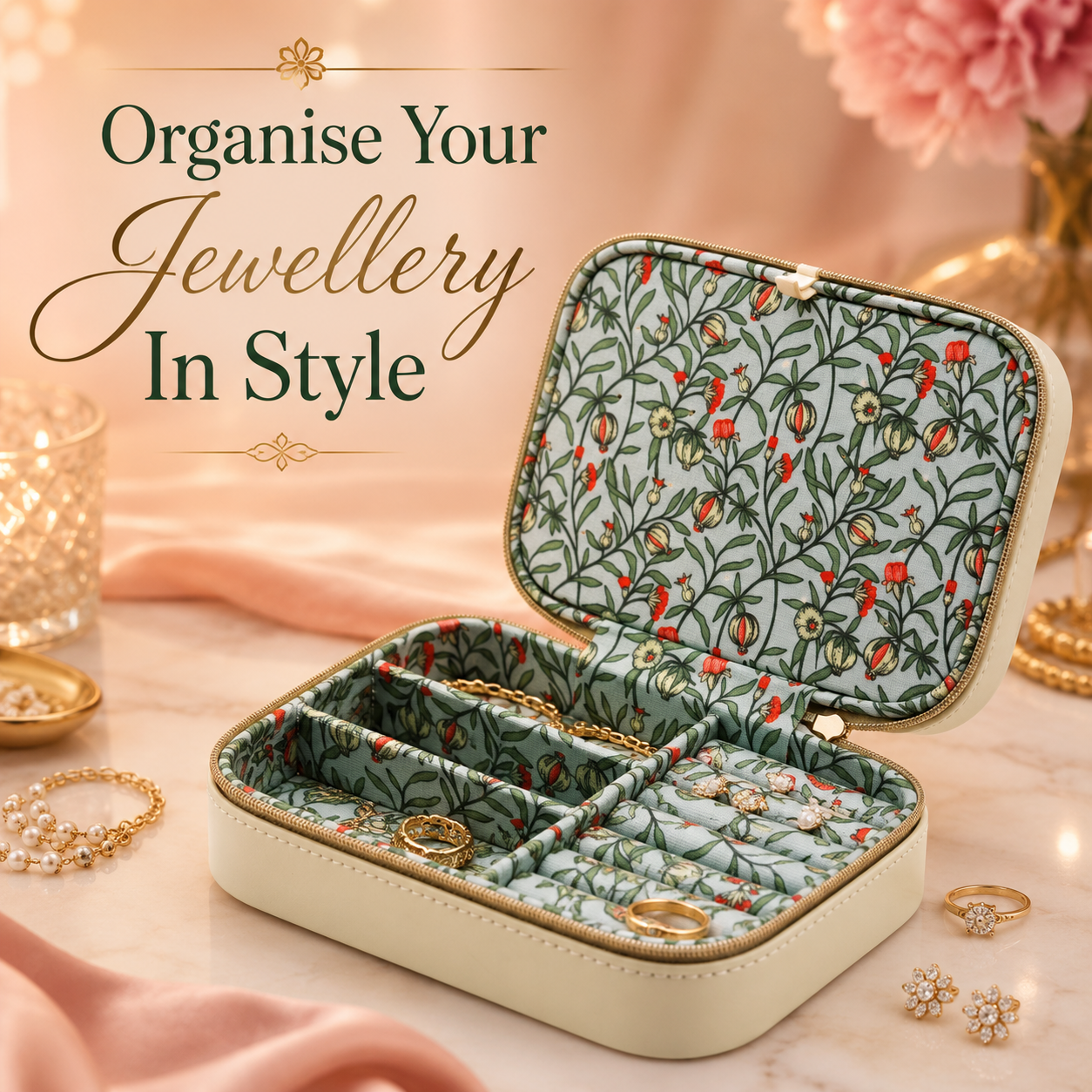 Sophia Lane Travel Jewellery Case | Floral Jewellery Organiser | GKB Prime