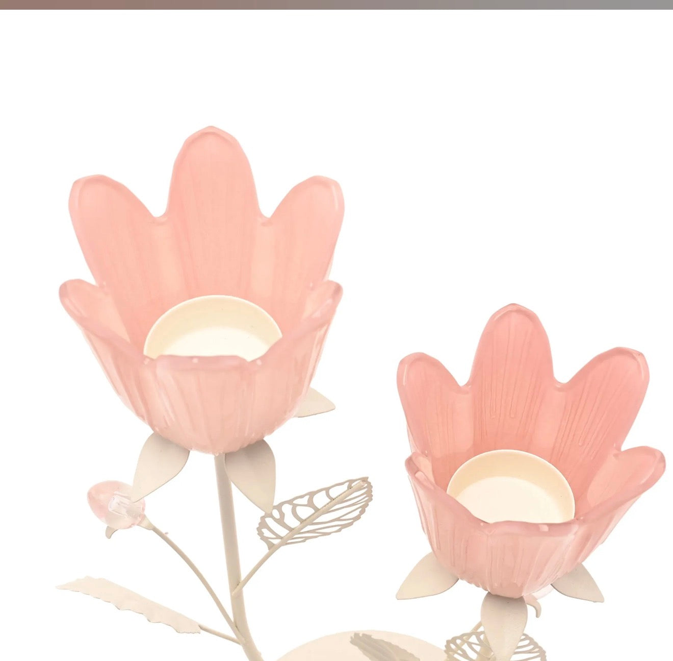 Hestia Pink & Cream Floral Double Candle Holder