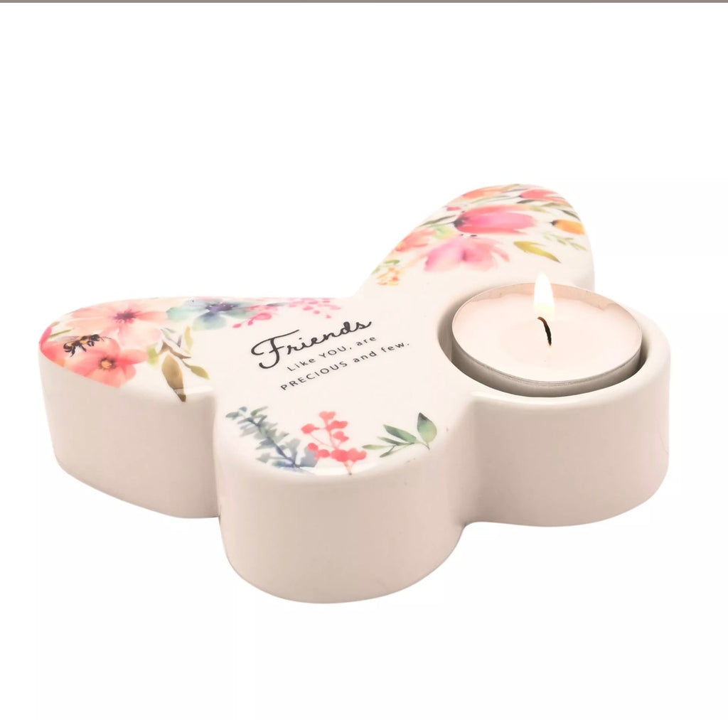 Cottage Garden Butterfly Tealight Holder – Friend Ceramic Candle Holder Gift for Best Friend