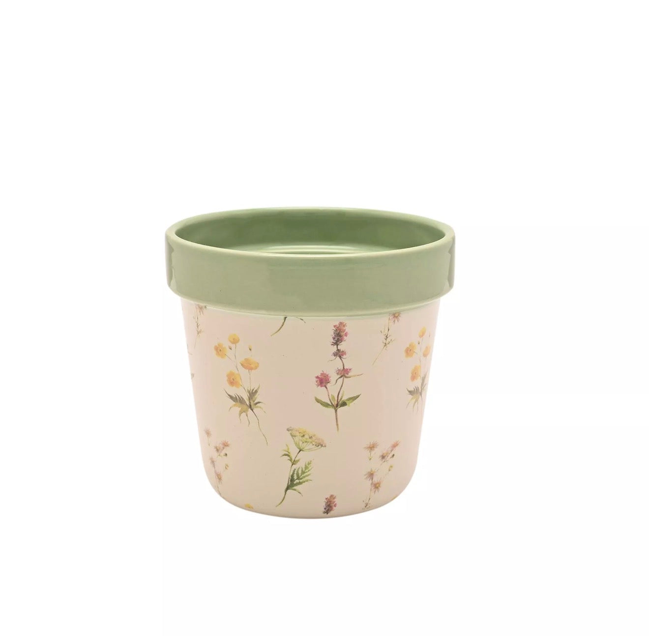 Set of 2 Cottage Garden Floral Ceramic Plant Pots | Indoor Herb Planters | Decorative Flower Pots