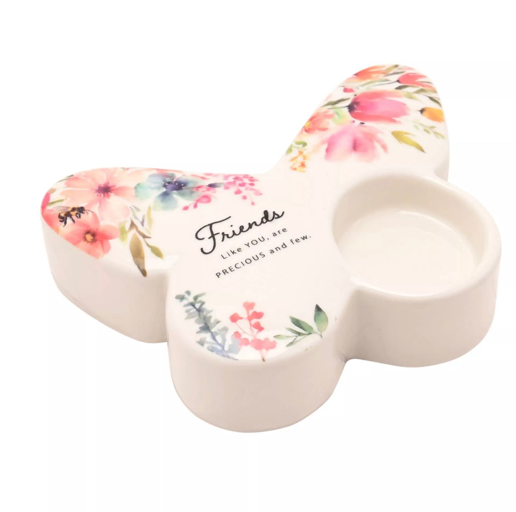Cottage Garden Butterfly Tealight Holder – Friend Ceramic Candle Holder Gift for Best Friend
