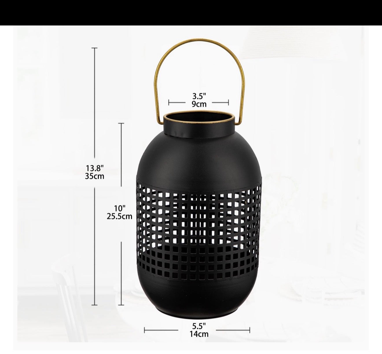 Metal Flower Vase Vintage Shabby Chic Decorative Centrepiece with Handle – Black 25cm Rustic Farmhouse Vase for Artificial Flowers & Home Décor
