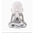 HESTIA Baby Buddha Praying Ornament White & Silver Resin Zen Figurine Home Décor 24cm