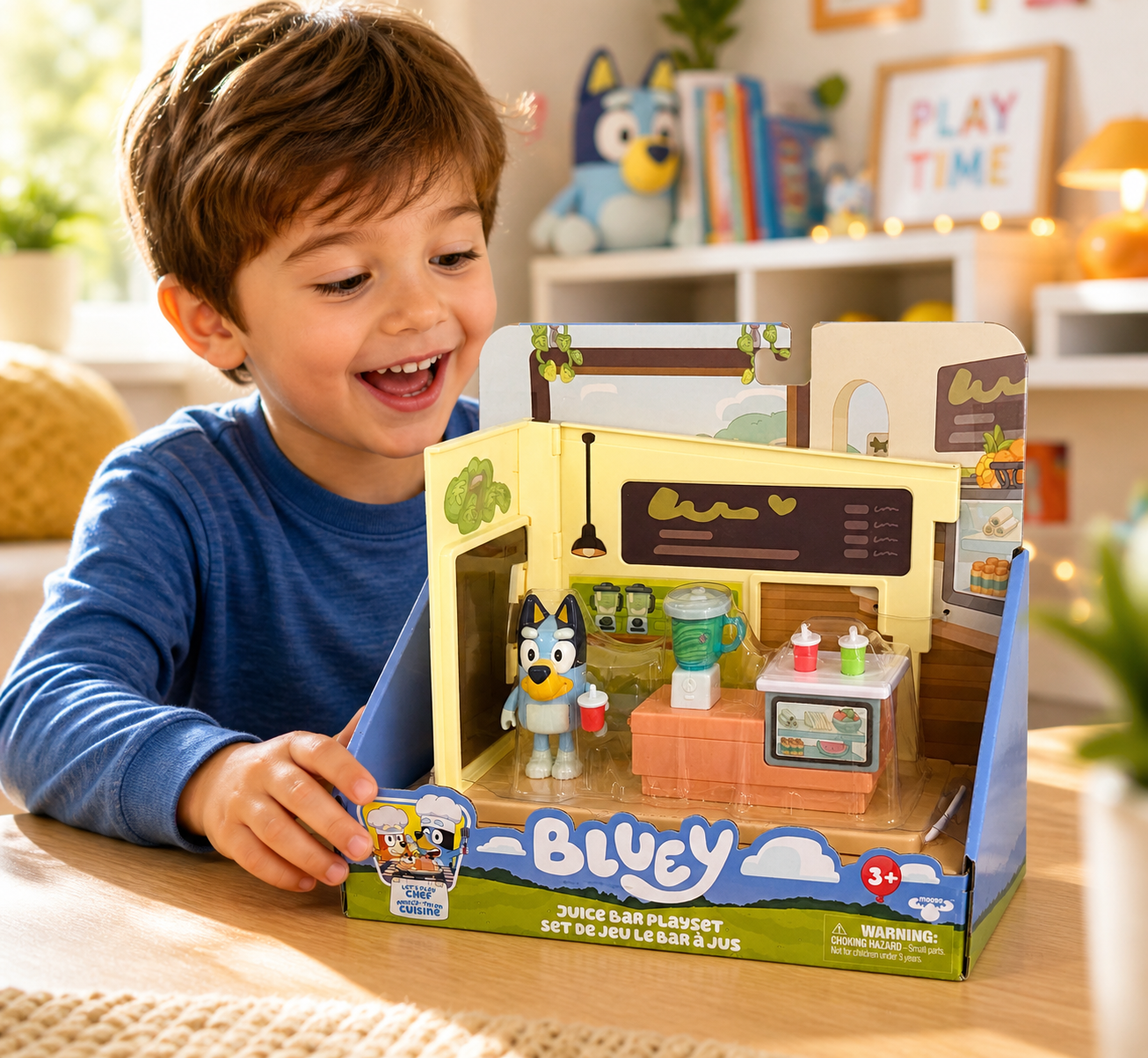 Bluey Juice Bar Playset with Bluey Figure & Accessories Kids Toy Set