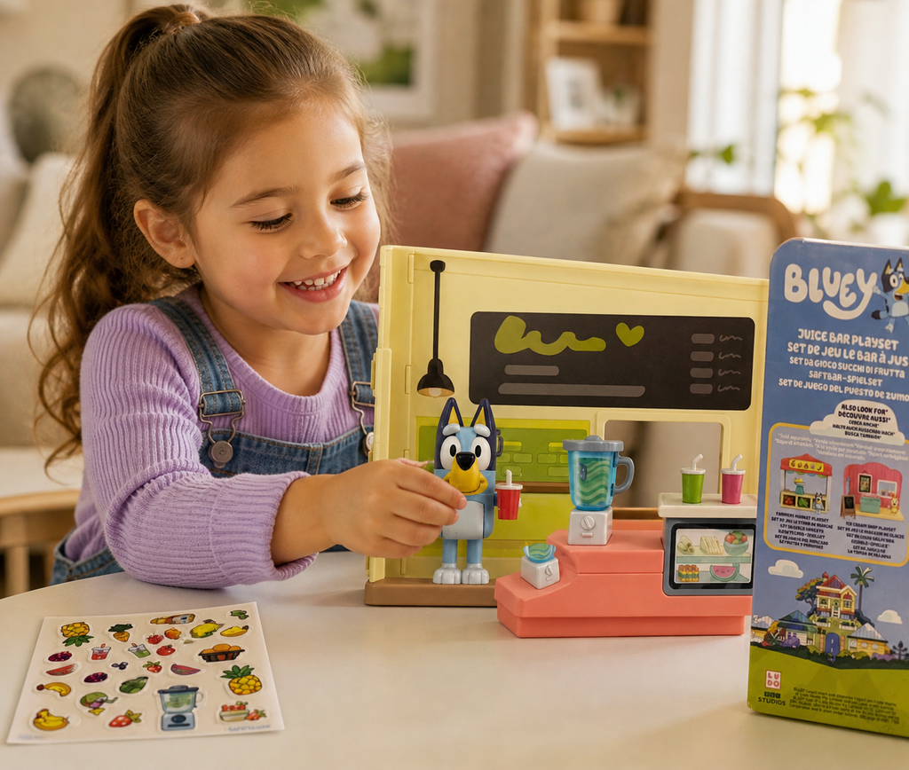 Bluey Juice Bar Playset with Bluey Figure & Accessories Kids Toy Set