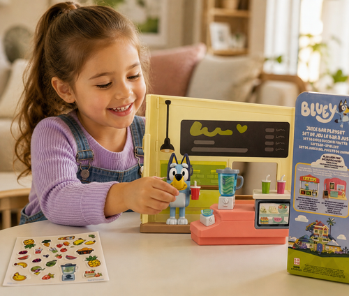 Bluey Juice Bar Playset with Bluey Figure & Accessories Kids Toy Set
