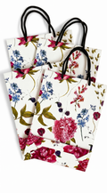 Pack of 4 Premium Floral Paper Gift Bags | Strong Rope Handles | Small Gift Bags | 20.3 × 7.6 × 27.9 cm