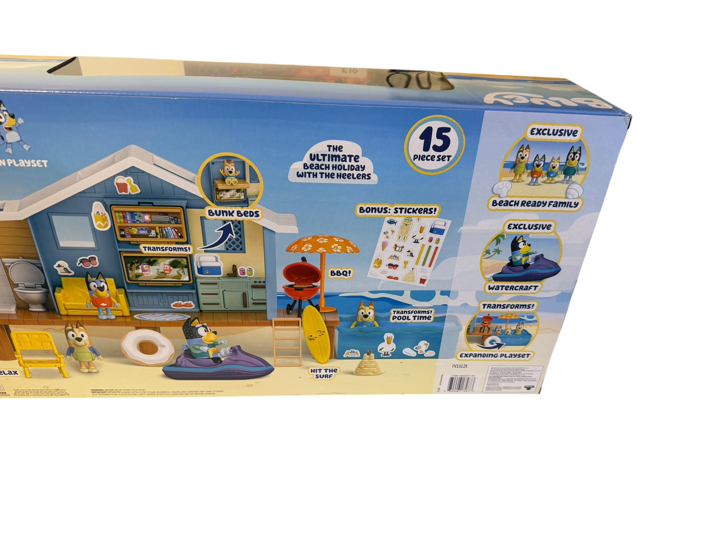 Bluey Beach Cabin Playset with Exclusive Bluey Figure &amp; Accessories – Interactive Holiday House Toy