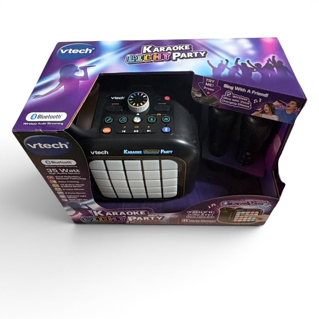 VTech Karaoke Light Party Machine – Bluetooth Speaker, 2 Wireless Mics, Touch Light Show – Brand New
