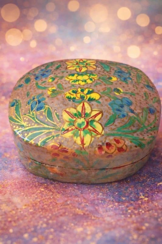 Bundle of 3 Handmade Kashmiri Papier Mâché Trinket Boxes Decorative Gift Boxes Floral