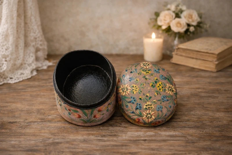 Bundle of 3 Handmade Kashmiri Papier Mâché Trinket Boxes Decorative Gift Boxes Floral