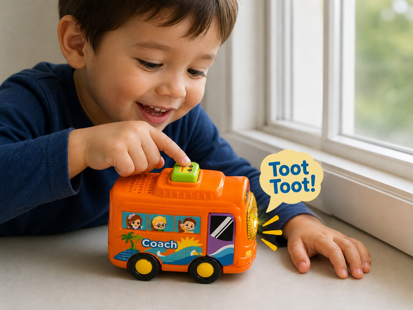 VTech Toot-Toot Drivers Bundle Coach Bus + Pizza Truck Musical Learning Toys