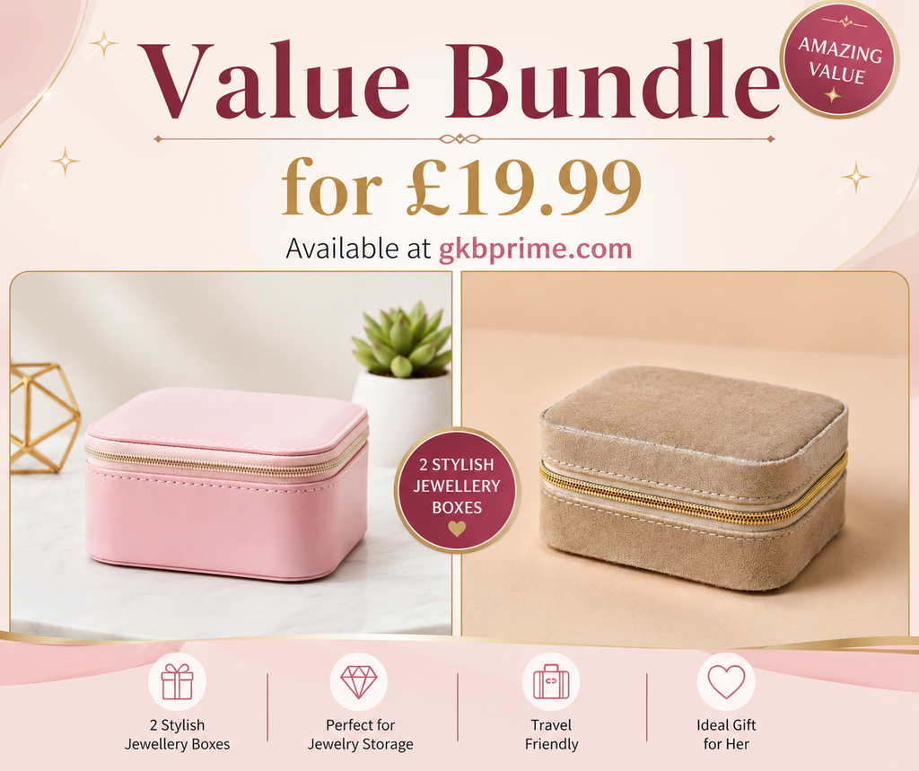 Sophia Lane Velvet Jewellery Box Bundle Set Pink & Champagne Travel Jewellery Organisers Gift for Her