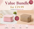 Sophia Lane Velvet Jewellery Box Bundle Set Pink & Champagne Travel Jewellery Organisers Gift for Her