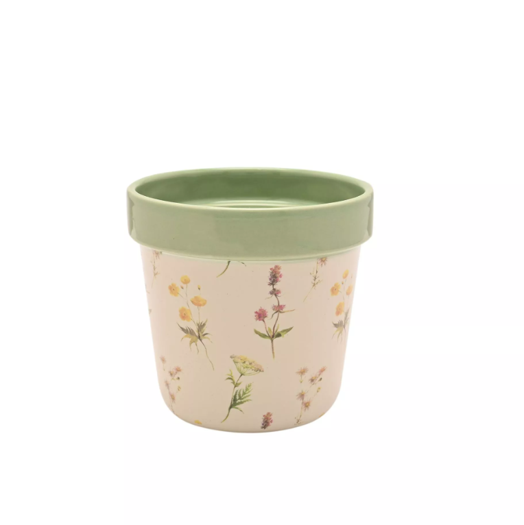 Country Living Set of 2 Floral Planters Plant Pots Cottage Garden Herb Succulent Indoor Décor