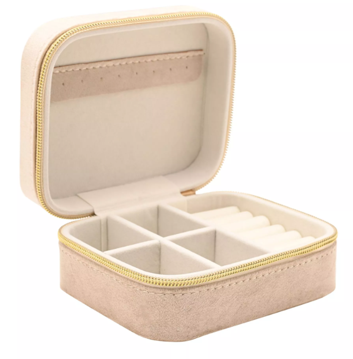 Sophia Lane Velvet Jewellery Box Bundle Set Pink & Champagne Travel Jewellery Organisers Gift for Her